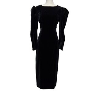 Vintage Barboglio Cristina Jan Dress Womens Medium Velvet Puff Sleeve Formal 80s